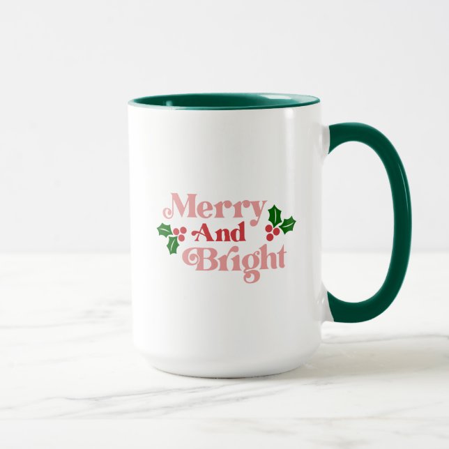 Mug Joyeux et lumineux - Typographie classique de vaca (Droite)