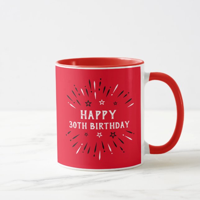 Mug Joyeux feu d'artifice du 30e anniversaire Rouge No (Droite)
