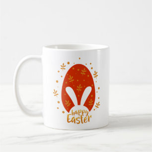 Mug Joyeux feuilles et oeuf de Pâques, mignon lapin de