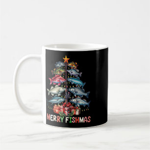 Mug Joyeux Fish Noël Drôle de sapin de Noël lumières p