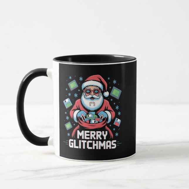 Mug Joyeux Glitchmas Codage Programmeur Santa Noël (Gauche)