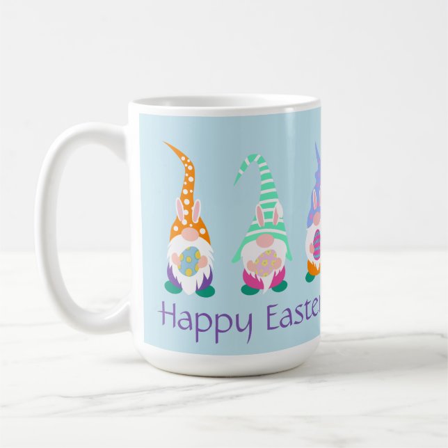 Mug Joyeux Gnome de Pâques avec des oreilles lapin Cou (Gauche)