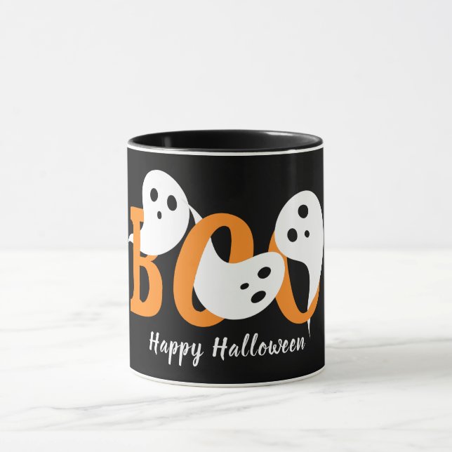 Mug Joyeux Halloween Boo Ghosts Black (Centre)