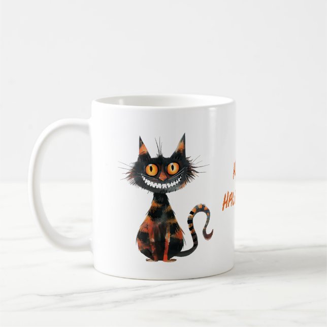 Mug Joyeux Halloween Câble noir effrayant café café ca (Gauche)