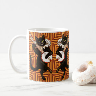 Mug Joyeux Halloween Chat noir Banjo Arrière - plan or