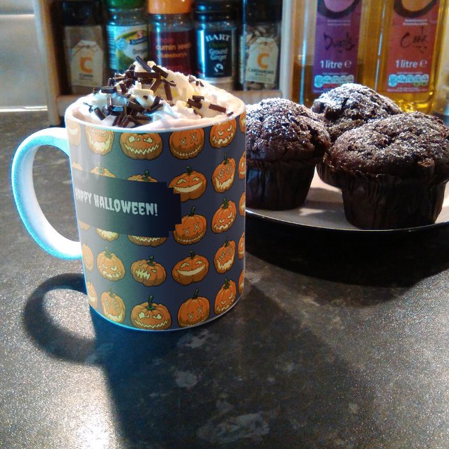 Mug Joyeux Halloween ! Motif Citrouille Jack-o'-lanter (Créateur téléchargé)