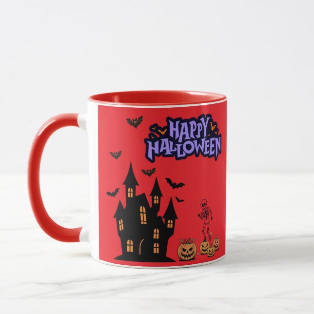 Mug Joyeux Halloween rouge vif (Gauche)