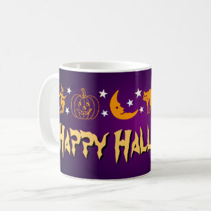 Mug Joyeux Halloween Symboles Sombres Sorcière Lune Fa