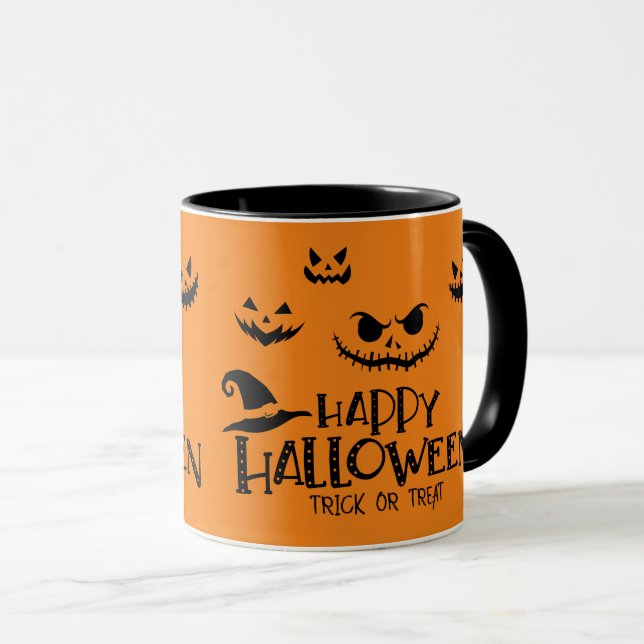 Mug Joyeux Halloween Visages Éffrayants (Devant droit)