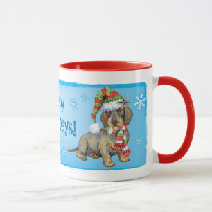 Mug Joyeux Howlidays À poils durs Dachshund