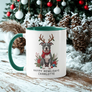 Mug Joyeux Howlidays Pittbull Dog Christmas Café