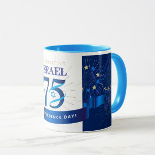 Mug Joyeux Israel Independence Day 75 Blue Star David