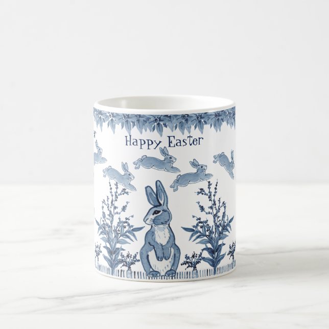 Mug Joyeux Lapin Bleu Blanc Lapin Motif Delft (Centre)
