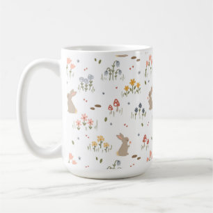 Mug Joyeux lapin de Pâques Fleurs sauvages mignons lap