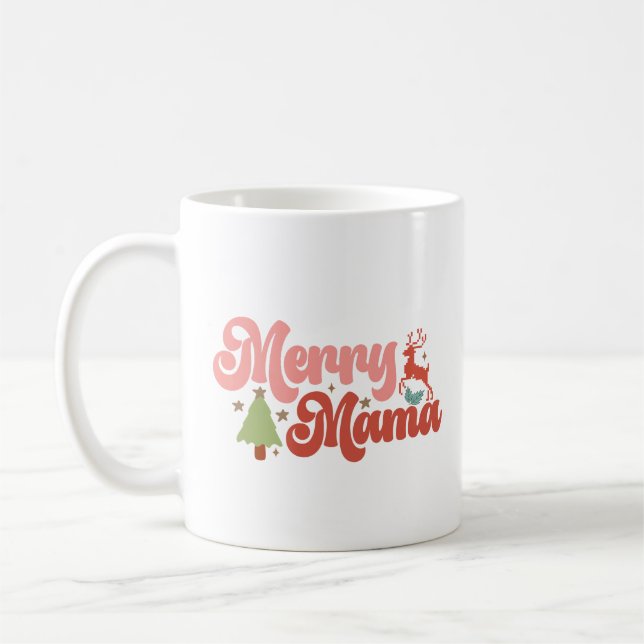 Mug Joyeux Mama Retro Jours fériés Super de Noël (Gauche)