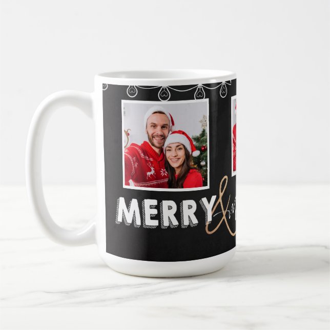 Mug Joyeux Marié Noir Blanc Premier Noël (Gauche)