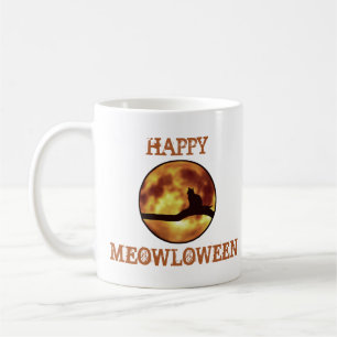 Mug Joyeux MEOWloween Lune Chat Noir Silhouette Jeu de