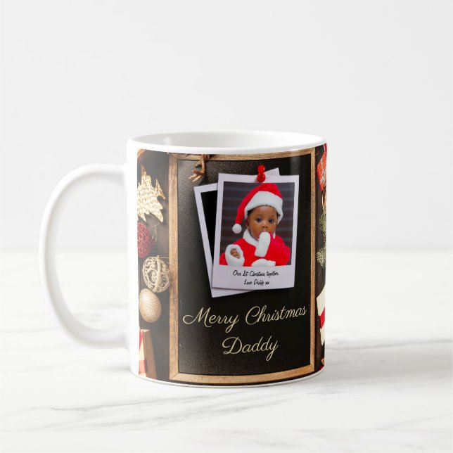 Mug Joyeux Modèle photo de la famille Christmas Daddy (Gauche)