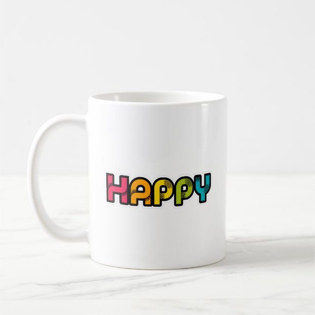Mug Joyeux mot de couleur Rainbow (Gauche)