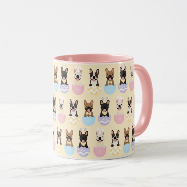 Mug Joyeux Motif de Chien de Pâques français (Devant droit)