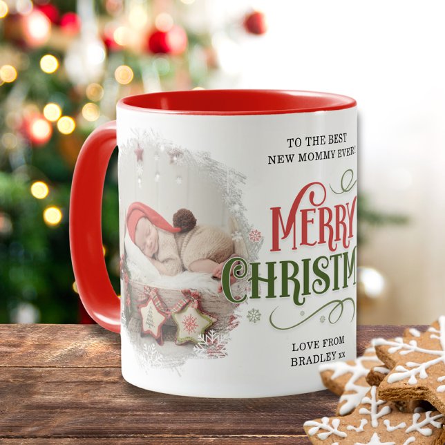 Mug Joyeux Noël 2 Photo Meilleure nouvelle maman toujo (Créateur téléchargé)