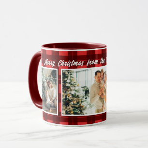Mug joyeux noël 3 photo collage rouge buffle plaid