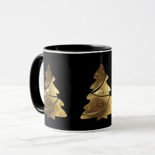 Mug Joyeux Noël Arbre noir et or Elégant