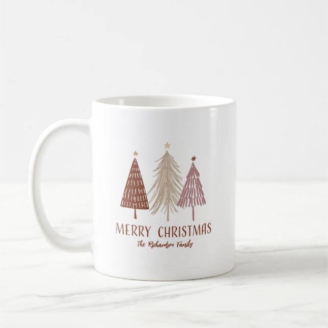 Mug Joyeux Noël Arbres Neige Fête Élégante Personnalis (Gauche)