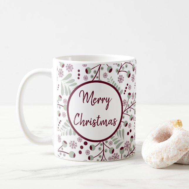 Mug Joyeux Noël Baies Rouges  (Avec donut)