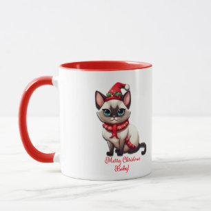 Mug Joyeux Noël Bébé Sultry Siamese Café de chat