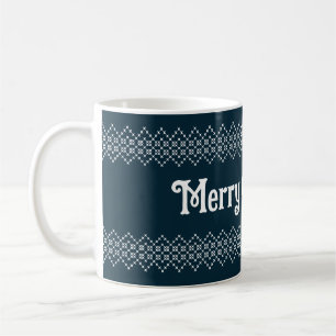 Mug Joyeux Noël bleu blanc broderie motif