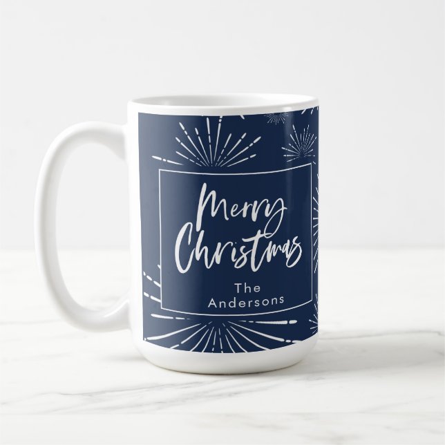 Mug Joyeux Noël bleu et blanc (Gauche)