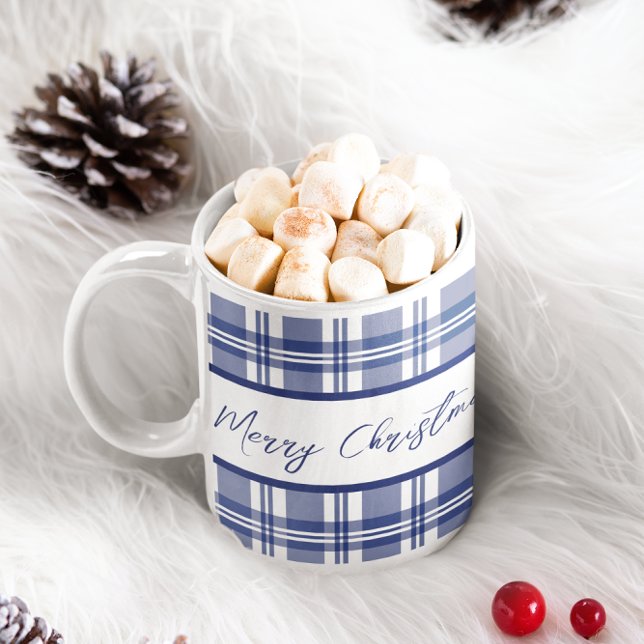 Mug Joyeux Noël bleu plaid (Créateur téléchargé)