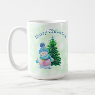 Mug Joyeux Noël, bonhomme de neige et arbre de Noël