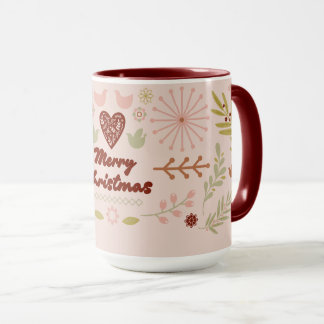 Mug Joyeux Noël Botanique Vintage Art Populaire