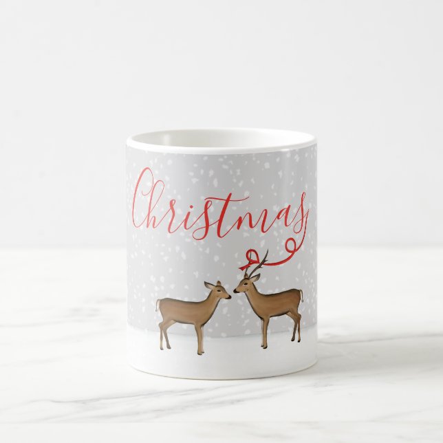 Mug Joyeux Noël Cerf d'hiver avec ruban (Centre)