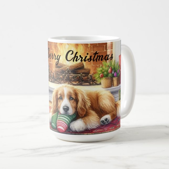 Mug Joyeux Noël Chien Fête Musique (Devant droit)