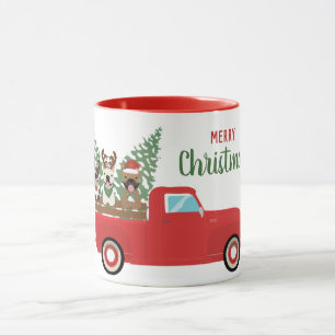 Mug Joyeux Noël Chiens de taureaux français Camion de