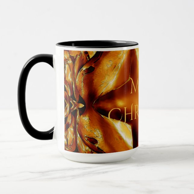 Mug Joyeux Noël cuivre or brillant étoile (Gauche)