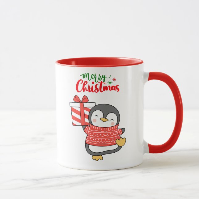 Mug Joyeux Noël de Pingouin mignon (Droite)