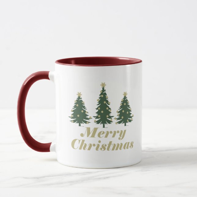 Mug Joyeux Noël décoré pins de Noël (Gauche)
