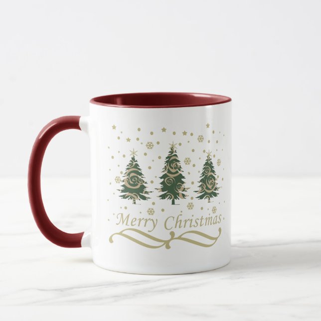 Mug Joyeux Noël des pins décorés (Gauche)