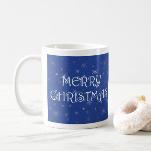 Mug Joyeux Noël en bleu avec des flocons de neige