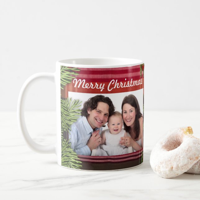 Mug Joyeux Noël Famille Photo Vacances Personnaliser (Avec donut)
