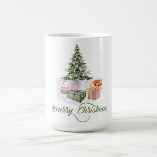 Mug joyeux noël festif mignon arbres modernes rustique