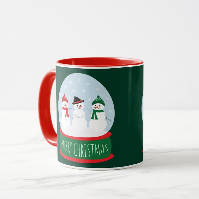 Mug Joyeux Noël Globe des neiges Snowmen (Devant gauche)