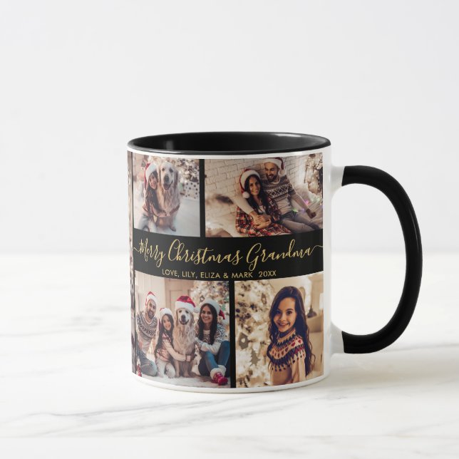 Mug Joyeux Noël Grand-mère Famille 5 Photo Collage (Droite)