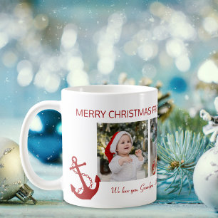 Mug Joyeux Noël grand-père Nautical 4 Photo Collage