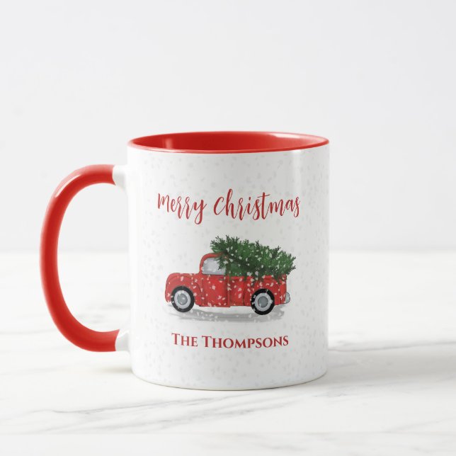 Mug Joyeux Noël Hiver Russe Camion Rouge Cute Neige (Gauche)