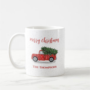 Mug Joyeux Noël Hiver Russe Camion Rouge Cute Neige